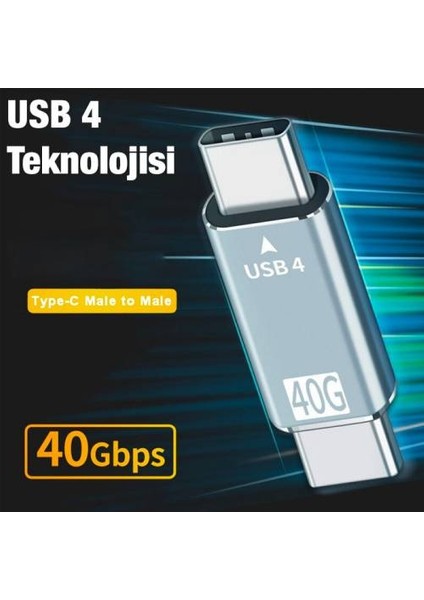 Polham 40GBPS Type-C To Type-C Çevirici Adaptör USB 4 Yüksek Hızda Veri Aktarım Kiti Type-C To Type