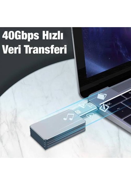Polham 40GBPS Type-C To Type-C Çevirici Adaptör USB 4 Yüksek Hızda Veri Aktarım Kiti Type-C To Type