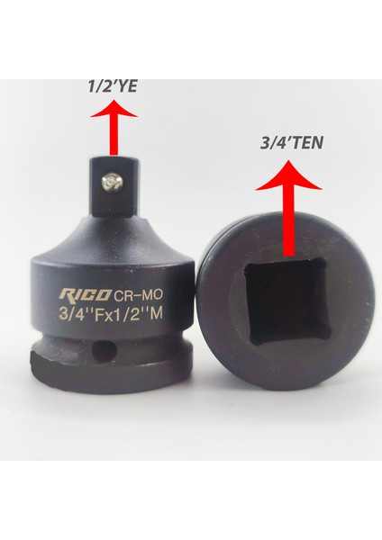 022-RC4095 Havalı Düşürücü Lokma Dönüştürücü 3/4"f X1/2"m Profesyonel Güçlendirilmiş Çelik fiyatları