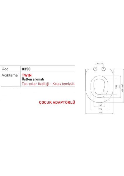 Twin Universal Çocuk Adaptörlü Klozet Kapağı çocuk Yetişkin Klozet Kapağı