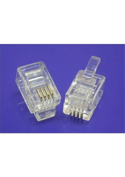RJ11 4pin Transparan Plastik Konnektör 100 Adet