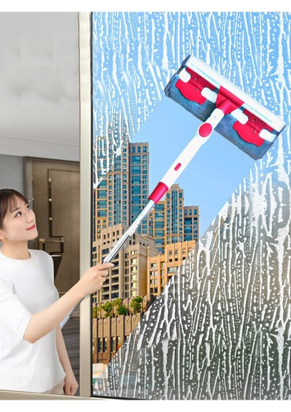 Iki Fonksiyonel Cam Duvar Fayans Tilme Temizlik Aparatı Sihirli Mop Yedek Bezli Camsil