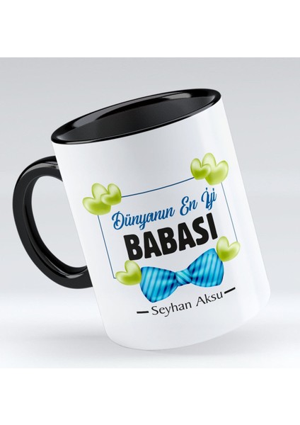 Kişiye Özel Dünyanın En Iyi Babası Tasarımlı Siyah Kupa Bardak - Model 1