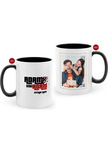 Kişiye Özel Babalar Günü Hediyesi Fotoğraflı Siyah Beyaz Kupa Bardak-2