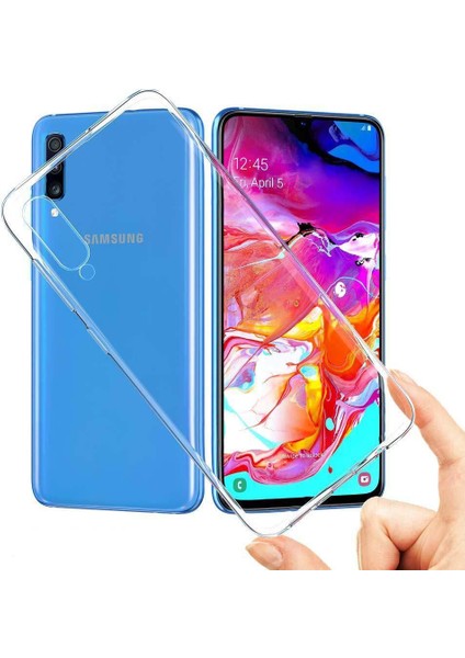 Samsung Samsung Galaxy A70 Şeffaf Süper Silikon Kamera Korumalı