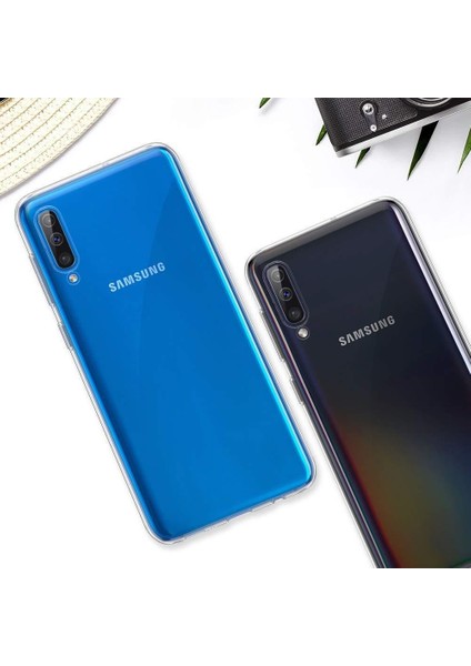 Samsung Samsung Galaxy A70 Şeffaf Süper Silikon Kamera Korumalı fırsatları