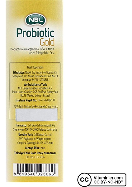 Nbl Probiotic Gold 20 Saşe