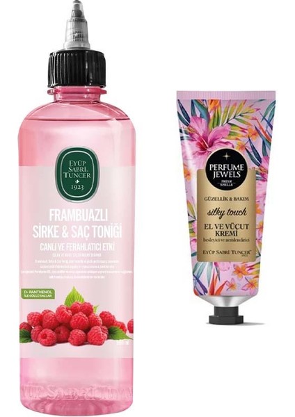 Frambuazlı Sirke & Saç Toniği 500 ml ve Pj El ve Vücut Kremi Sılky Touch 50 ml