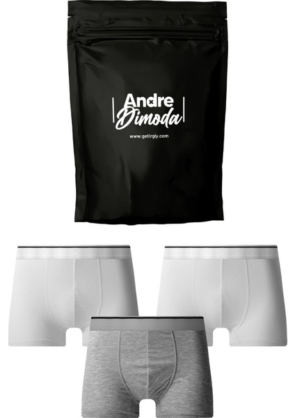 Erkek 3'lü Boxer Kumaş Premium Paket Özel Dizayn Düz Likralı Boxer Şort Çeyizlik Hediyelik