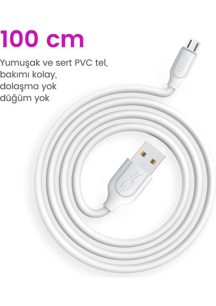 USB Micro 2.4A Hızlı Şarj ve Data Kablosu 1m fiyatları