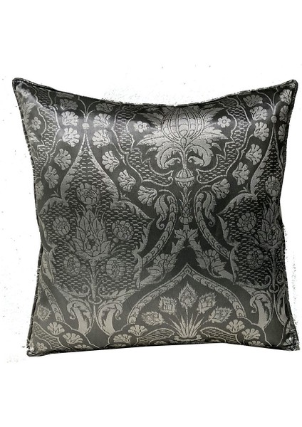 Yastıkminder TAFTA KUMAŞ OTTAMAN DAMASK DESEN GRİ 42X42 cm KIRLENT YASTIK KILIFI