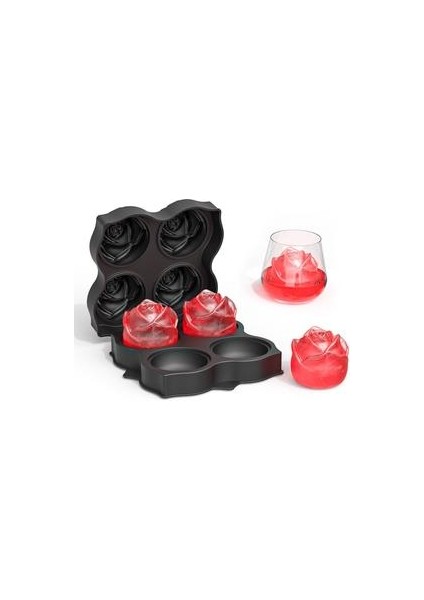 3D Gül Şekli Buz Küpü Tepsi Kullanımlık Silikon Buz Küp Kalıp Makinesi Formu Viski Kokteyl Mutfak Parti Bar Aracı Için Buz Kalıp Için | Dondurma Makineleri (Yurt Dışından)