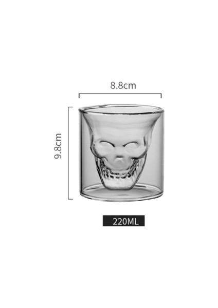1 Adet 220 ml Çoklu Kapasiteli Çift Şeffaf Kafatası Kahve Fincanı Kristal Cam Viski Vodka Bar Kulübü Bira Şarap Cam | Gravür (Yurt Dışından) fiyatları