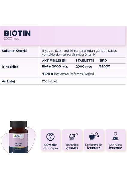 Biotin 2000 Mcg 100 Tablet + Magnesium Citrate 200 Mg & Vitamin D 60 Tablet - Avantajlı Paket