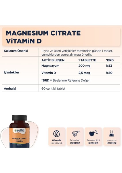 Collagen & Hyaluronic Acid 30 Tablet+Magnesium Citrate 200 Mg & Vitamin D 60 Tablet-Avantajlı Paket