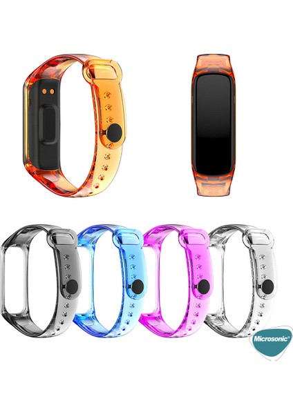 Samsung Galaxy Fit 2 R220 Kordon Transparent Clear Band Pembe