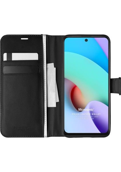 Xiaomi Redmi 10 2022 Kılıf Delux Leather Wallet Siyah