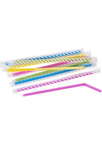 Artistik Körüklü Jelatinli Ambalajlı Pipet Kalın 8 mm 50 Adet