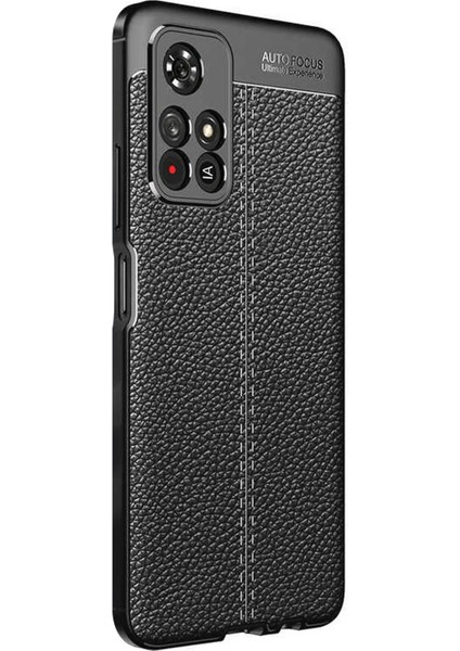 Xiaomi Redmi Note 11T Kılıf Deri Dokulu Silikon Siyah