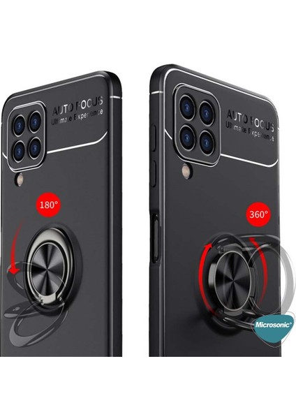 Samsung Galaxy M22 Kılıf Kickstand Ring Holder Kırmızı