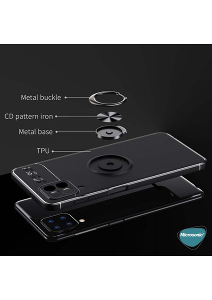 Samsung Galaxy M22 Kılıf Kickstand Ring Holder Kırmızı