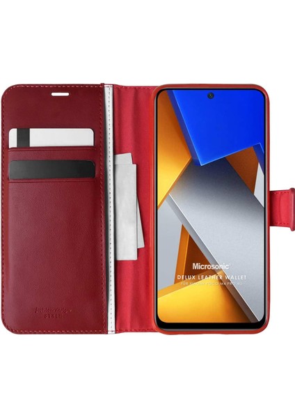 Xiaomi Poco M4 Pro Kılıf Delux Leather Wallet Kırmızı