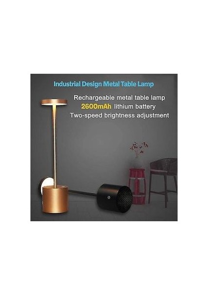 Kablosuz LED Masa Lambası Taşınabilir USB Şarj Edilebilir (Gümüş)