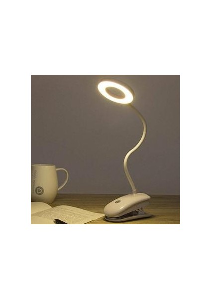 (Sıcak Işık) Esnek USB Kelepçe Klip LED Işık Okuma Evi Masa Yatak Gece Lambası Işıkları