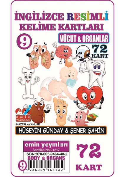 Vücut ve Organlar - İngilizce Resimli Kelime Kartları 9