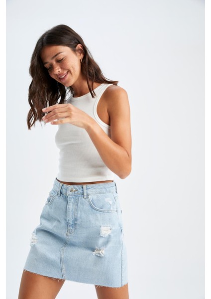 A Form Yırtık Detaylı Mini Jean Etek X6859AZ22SM indirimleri