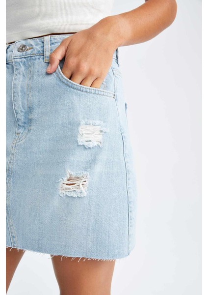 A Form Yırtık Detaylı Mini Jean Etek X6859AZ22SM