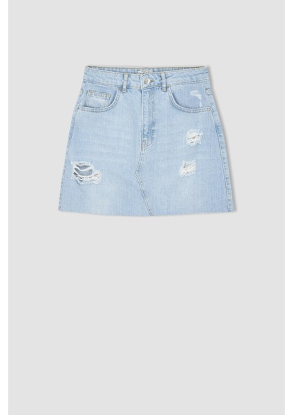 A Form Yırtık Detaylı Mini Jean Etek X6859AZ22SM