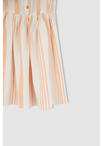 Kız Çocuk Esnek Carmen Yaka Kısa Kolsuz Poplin Elbise W7763A622SM indirimleri