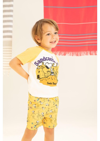 Erkek Bebek Snoopy Kısa Kollu Tişört Deniz Şort 2'li Takım W8542A222SM fiyatları