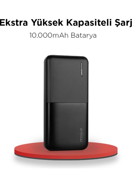 Mojue 10.000 mAh Powerbank PB08 Taşınabilir Şarj Aleti / Powerbank-Siyah ( by ttec )