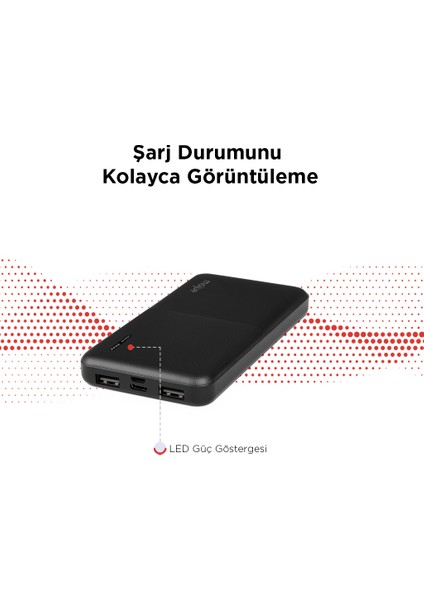 Mojue 10.000 mAh Powerbank PB08 Taşınabilir Şarj Aleti / Powerbank-Siyah ( by ttec )