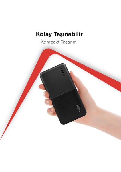 Mojue 10.000 mAh Powerbank PB08 Taşınabilir Şarj Aleti / Powerbank-Siyah ( by ttec )