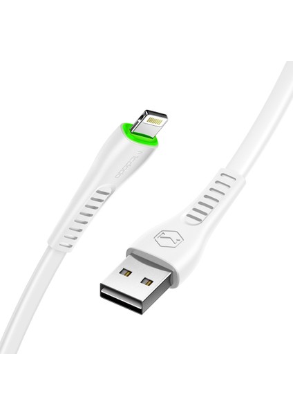 Aydınlatmalı TPE Lightning 2A Şarj Kablosu - Beyaz 1.2 mt CA - 6360