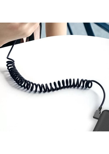 CA-7310 L Tipi Ledli Spiral Örgülü Type-C Data-Şarj Kablosu 1.8M -Siyah fırsatları