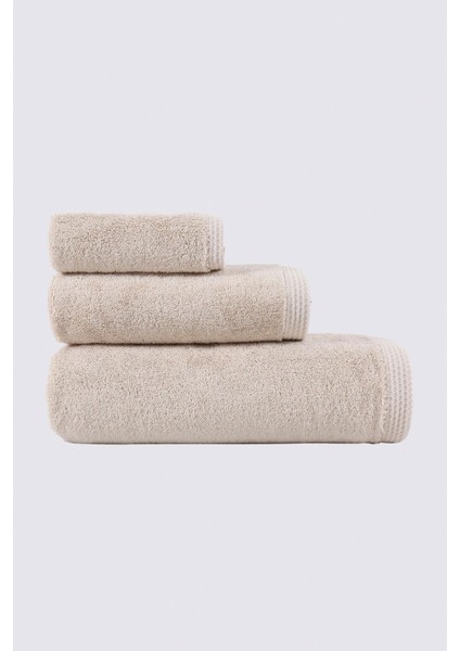 Pure Cotton 3'lü Havlu Seti Organik Pamuk Kelebek Bordürlü Nakışlı Bej fiyatları