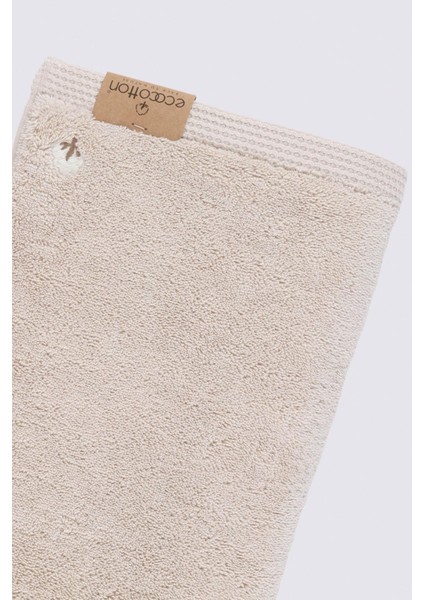 Pure Cotton 3'lü Havlu Seti Organik Pamuk Kelebek Bordürlü Nakışlı Bej modelleri