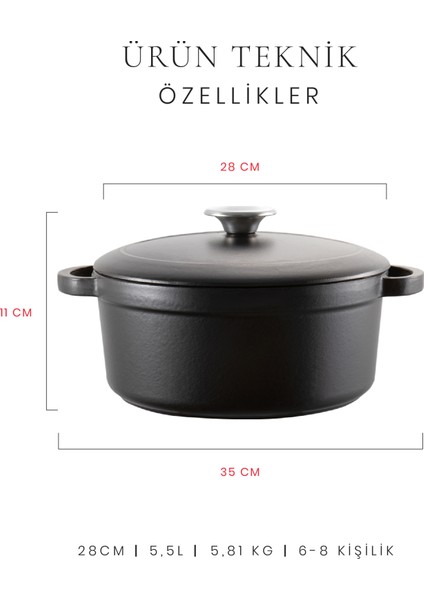 Derin Döküm Tencere Elegance Collection 28 cm. Siyah modelleri