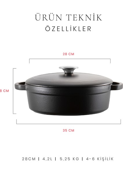 Elegance Sığ Döküm Tencere 28 cm. Siyah