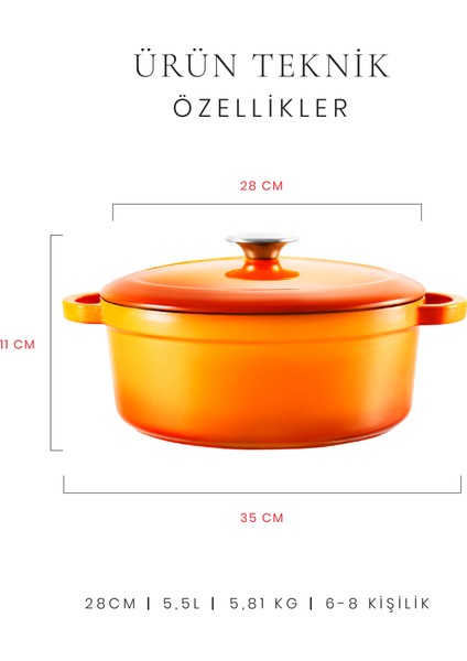 Amusant Derin Döküm Tencere 28 cm Turuncu modelleri
