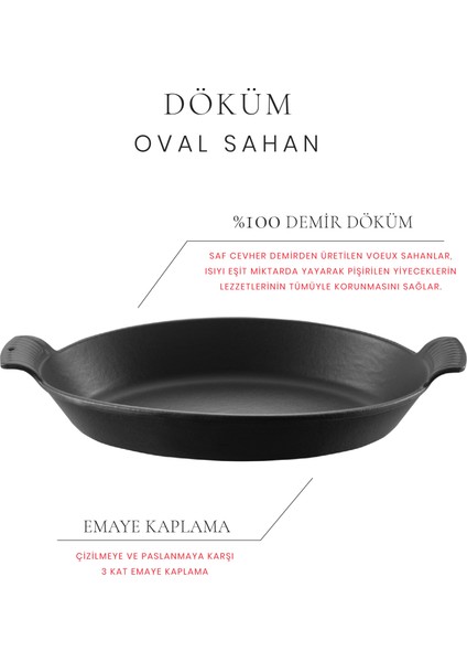 Elegance Döküm Kayık Sahan 20 cm. Siyah ve Nihale