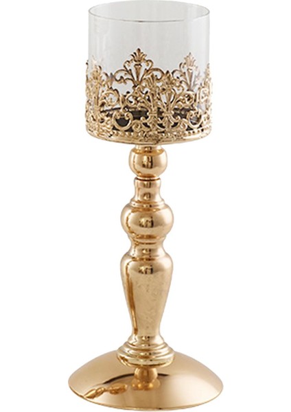 Zarif Altın Mumluk Sütun Şamdan Standı Töreni Dekoru 13 x 32 cm. (Yurt Dışından) fiyatları