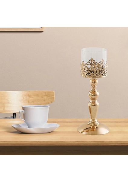 Zarif Altın Mumluk Sütun Şamdan Standı Töreni Dekoru 13 x 32 cm. (Yurt Dışından) fırsatları