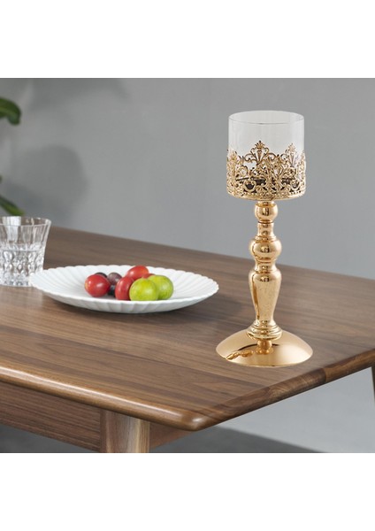 Zarif Altın Mumluk Sütun Şamdan Standı Töreni Dekoru 13 x 32 cm. (Yurt Dışından) indirimleri