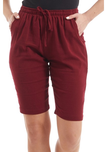 Şile Bezi Kadın Bordo Cepli Şort fiyatları