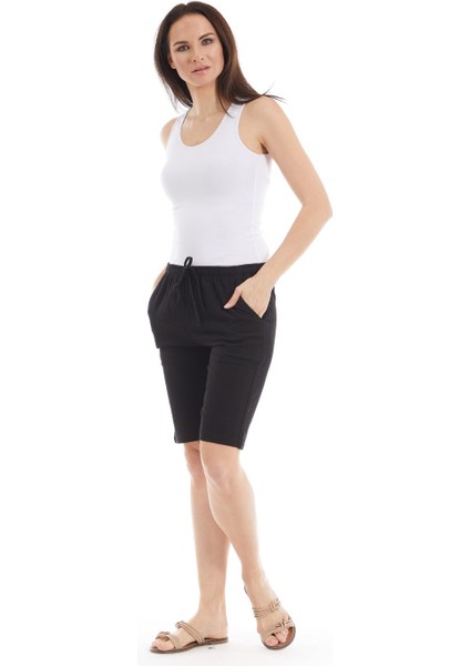 Şile Bezi Kadın Siyah Cepli Şort modelleri